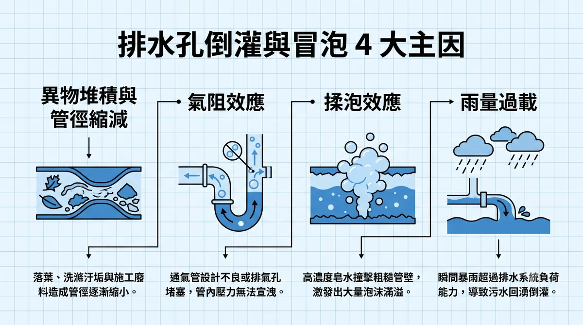 陽台排水孔倒灌與冒泡四大核心原因