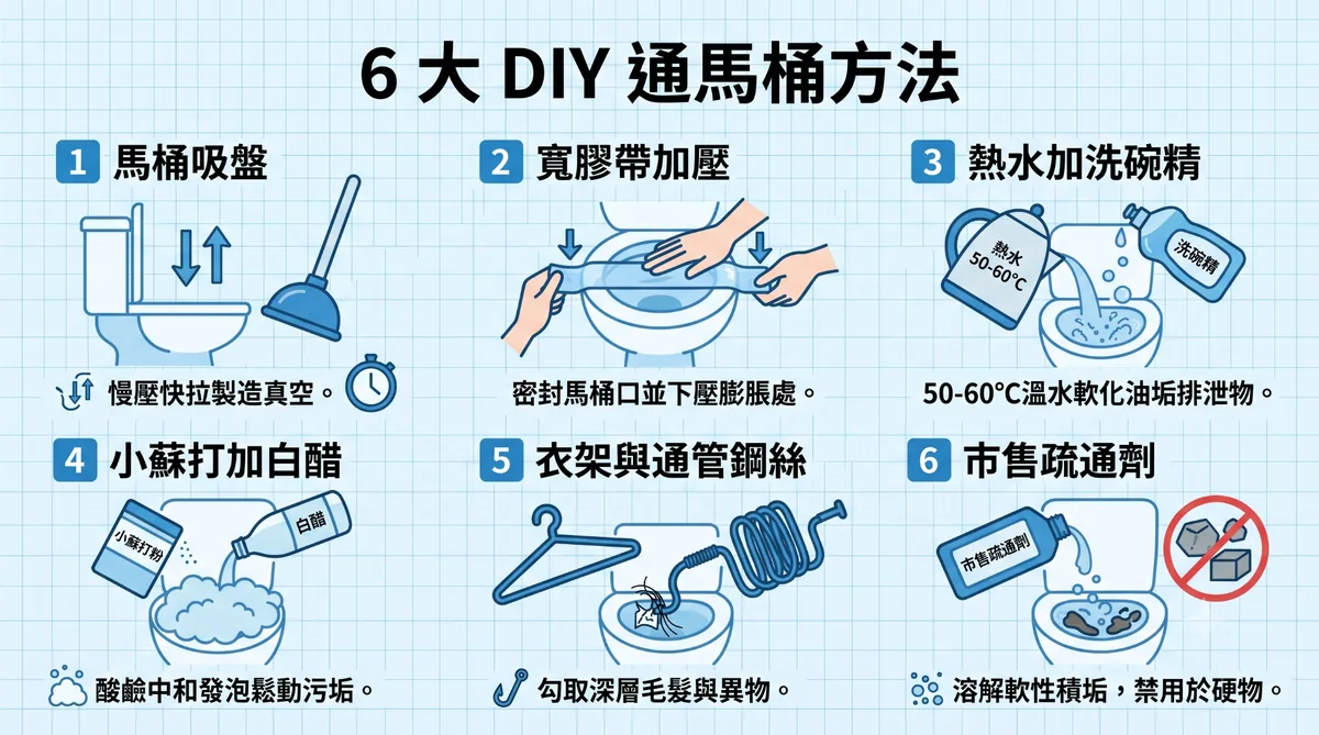 6 招有效通馬桶 DIY 疏通方法