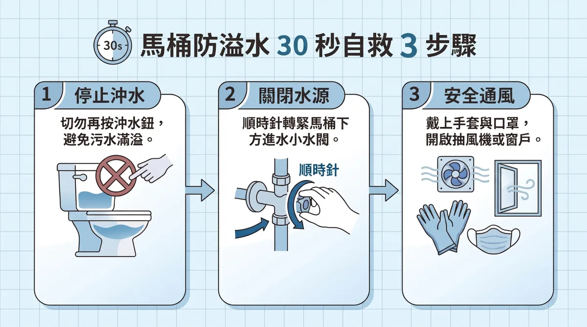 馬桶塞住怎麼辦?30 秒防溢水緊急處置三步驟