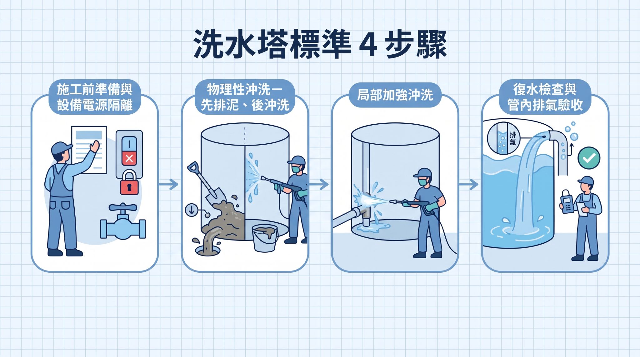 四大標準洗水塔步驟